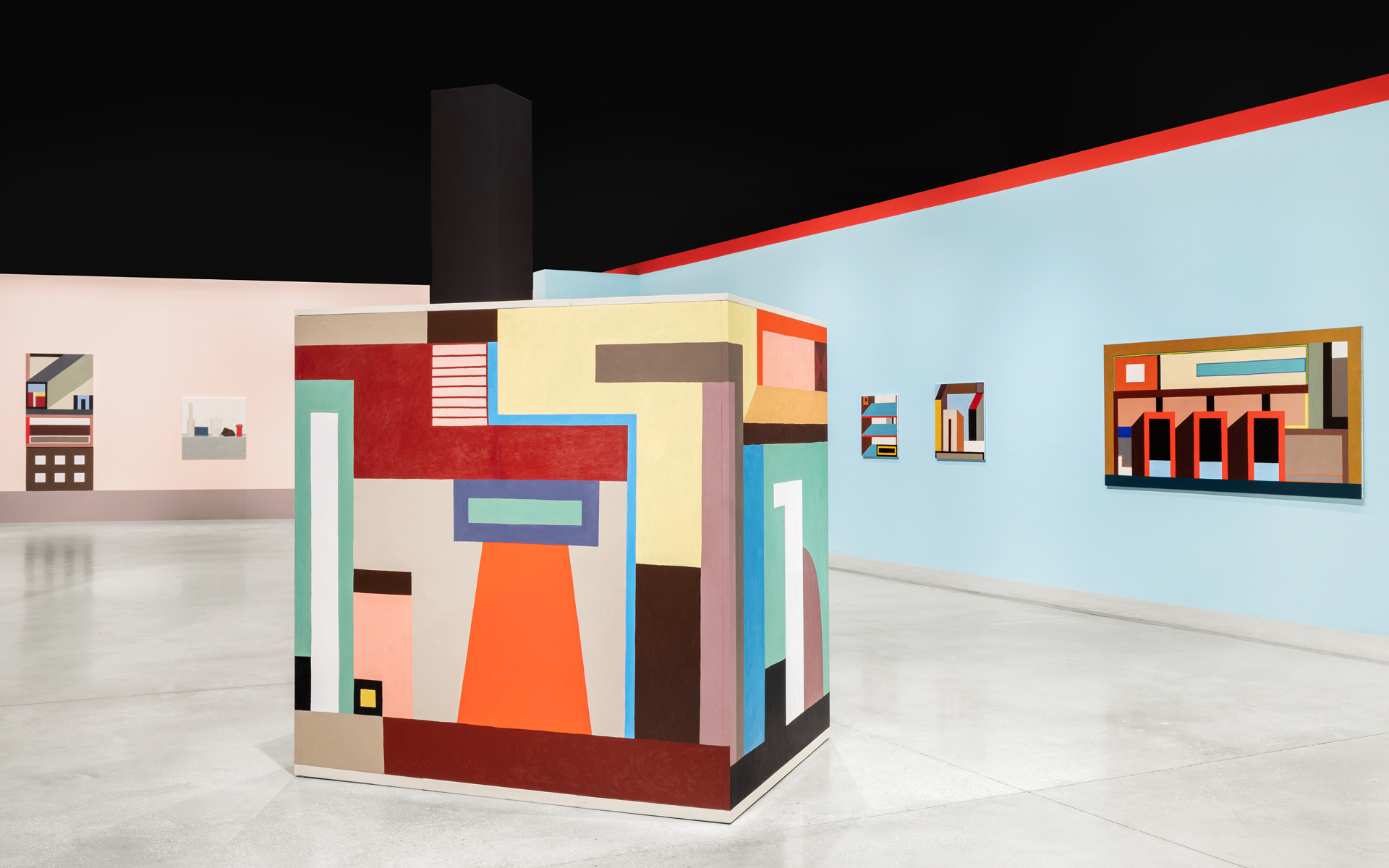 Nathalie Du Pasquier, Campo di Marte. Exhibition view.  Mattonelle Margherita, painted wood, oil on canvas. SOLO/MULTI, Museum for Preventive Imagination, MACRO 2021. Courtesy the artist. 